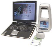 verification of printing types, graphical protecting elements (micro texts, micro images, etc.), latent images,security holograms, printing defects and possible erasures