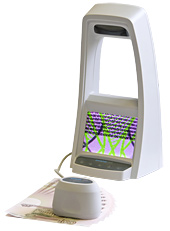 detection of the fluorescent protective elements, fragment of images and fibers, their form, structure and appropriateness of location